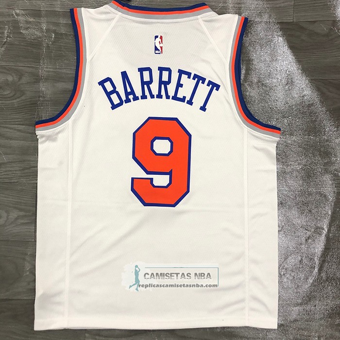Camiseta New York Knicks RJ Barrett NO 9 Association Blanco